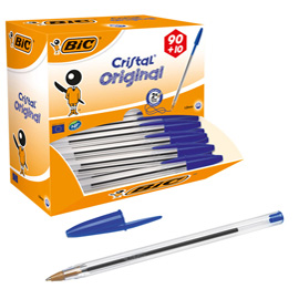 Dispenser value pack 90+10 penna sfera CRISTAL® medio 1,0mm blu BIC®