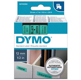 NASTRO DYMO TIPO D1 (12MMX7M) NERO/VERDE 450190