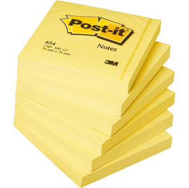 BLOCCO 100fg Post-it® Giallo Canary™ 76x76mm 654