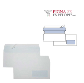 25 buste SILVER90 STRIP FSC® bianca internografata c/finestra110x230mm90gr Pigna