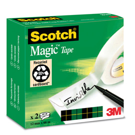 Scatola 2 rotoli nastro adesivo Scotch® Magic™ 810-1266 12mmx66mt per BORDURE