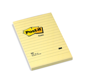 BLOCCO 100fg Post-it® Giallo Canary™ 102x152mm GIALLO A RIGHE 660