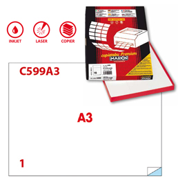 Etichetta adesiva C/599 bianca 100fg A3 420x297mm (1et/fg) Markin