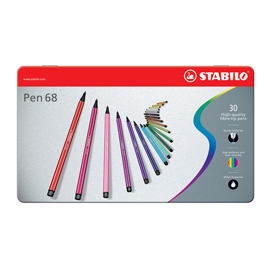 SCATOLA METALLO 30 PENNARELLI STABILO PEN 6830