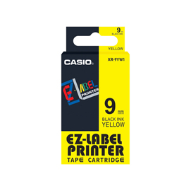 NASTRO CASIO 9MM X 8MT NERO SU GIALLO