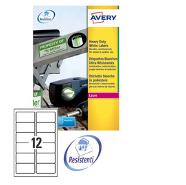 Poliestere adesivo L4776 bianco 20fg A4 99,1x42,3mm (12et/fg) laser Avery