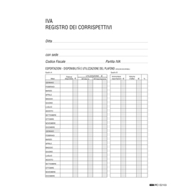 REGISTRO IVA CORRISPETTIVI 31X24,5 15PAG. numerate E2103