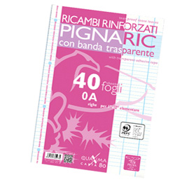 RICAMBI FORATI RINFORZATI A4 RIGO DI 1° 40FG 80GR PIGNARIC