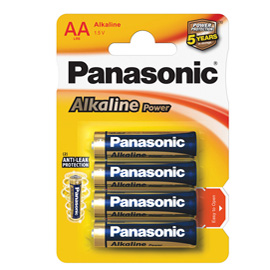 BLISTER 4 PILE STILO ALKALINE AA 1,5V PANASONIC