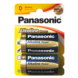 BLISTER 2 PILE TORCIA ALKALINE D 1,5V PANASONIC