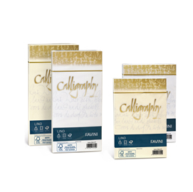 25 buste CALLIGRAPHY LINO 120gr 110x220mm bianco FAVINI