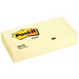 BLOCCO 100fg Post-it® Giallo Canary™ 76x76mm GIALLO A RIGHE 630-6PK