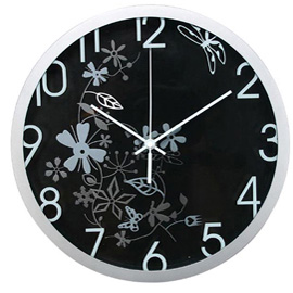 OROLOGIO DA PARETE Ø 30,5CM FLOWERS NERO METHODO