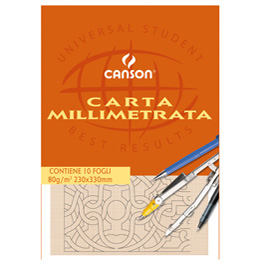 BLOCCO CARTA OPACA MILLIMETRATA 230x330mm 10FG 80GR CANSON