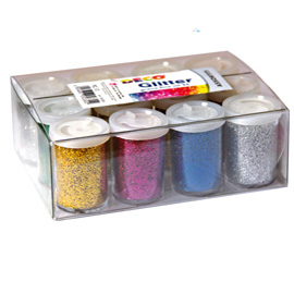 12 FLACONI GLITTER DA 25ML 5 COLORI ASSORTITI 05330 DECO