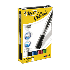 ASTUCCIO 4 MARCATORI P.TONDA Whiteboard VELLEDA® Liquid Ink Tank BIC®