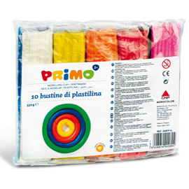 PANETTO PLASTILINA 10 COLORI da 55gr PRIMO