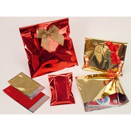 25 BUSTE REGALO IN PPL METAL LUCIDO 40x60cm ROSSO senza patella adesiva