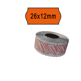 PACK 10 ROTOLI 1000 ETICH. 26x12mm ONDA ARANCIO PERM. Printex