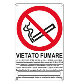 CARTELLO ALLUMINIO 27x43cm ’VIETATO FUMARE’’