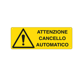 CARTELLO ALLUMINIO 35x12,5cm 'ATTENZIONE CANCELLO AUTOMATICO'