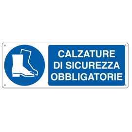 CARTELLO ALLUMINIO 35x12,5cm 'Calzatura di sicurezza obbligatoria