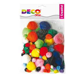 Pompons busta da 40pz colori assortiti DECO