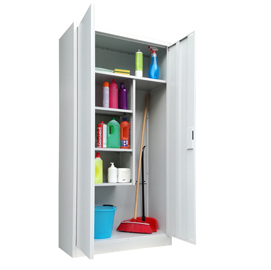 Armadio porta scope in metallo a 2 ante battenti 90x41xH181,5cm Grigio Kub8