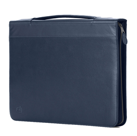 Portablocco Office con manico in ecopelle c/zip dim. 28x36cm blu INTEMPO