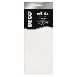 Busta 5 fogli carta velina 20gr 50x76cm bianco DECO