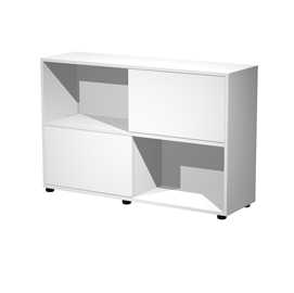 Libreria bassa a 2 ripiani ante scorr. 120X35cm H79cm BIANCO/BIANCO - Tetris