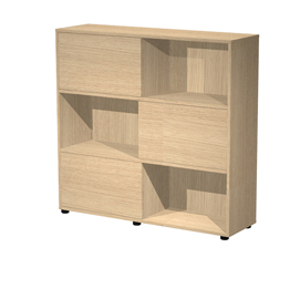 Libreria bassa a 3 ripiani ante scorr. 120X35cm H116cm ROVERE/ROVERE - Tetris