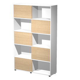 Libreria alta a 5 ripiani ante scorr. 120X35cm H191cm ROVERE/BIANCO - Tetris