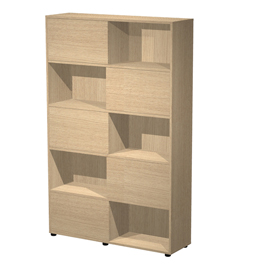 Libreria alta a 5 ripiani ante scorr. 120X35cm H191cm ROVERE/ROVERE - Tetris