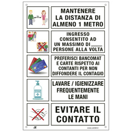 Cartello alluminio 33,3x47cm con disposizioni comportamentali generali