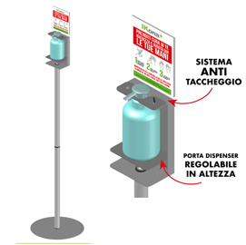 Piantana da terra con supporto per dispenser regolabile CM. 140 H