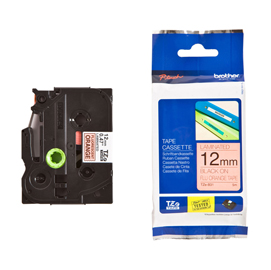 NASTRO LAM. FLUORESCENTE TZE-B31 12MMx5MT NERO/ARANCIO FLUO