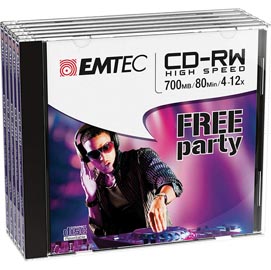 CD-RW EMTEC RW 80MIN/700MB 4-12x JEWEL CASE (kit 5pz)