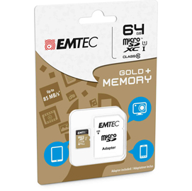 MICRO SDXC EMTEC 64GB CLASS 10 GOLD + CON ADATTATORE