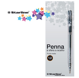 SCATOLA 20 PENNE SFERA SCATTO NERO 1.0mm STARLINE