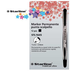 Marcatore permanente punta scalpello 2-4mm nero Starline