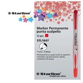 Marcatore permanente punta scalpello 2-4mm rosso Starline