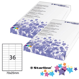 Etichetta adesiva bianca 100fg A4 70x25mm (36et/fg) STARLINE