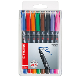 BUSTA 8 PENNARELLI STABILO OHPEN 843 PERMANENTE MEDIO