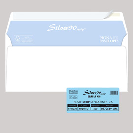 500 busteSILVER90 STRIP FSC®bianca internografata s/finestra110x230mm 90gr Pigna