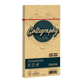 25 buste CALLIGRAPHY PERGAMENA 110x220mm 90gr oro FAVINI