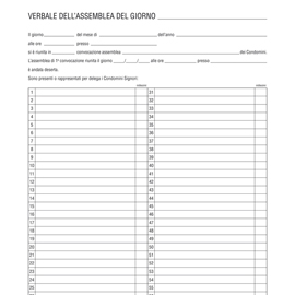 REGISTRO VERBALI ASSEMBLEA CONDOMINIO 96PAG 31X24,5CM E2529