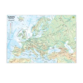 CARTA GEOGRAFICA SCOLASTICA PLASTIFICATA EUROPA 297X420MM BELLETTI