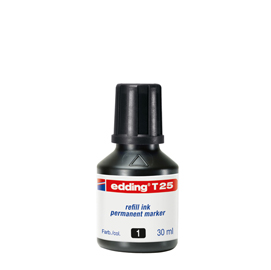 RICARICA INCHIOSTRO PERMANENTE 30ML T25 NERO EDDING