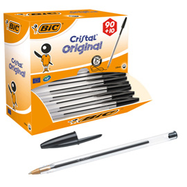 Dispenser value pack 90+10 penna sfera CRISTAL® medio 1,0mm nero BIC®